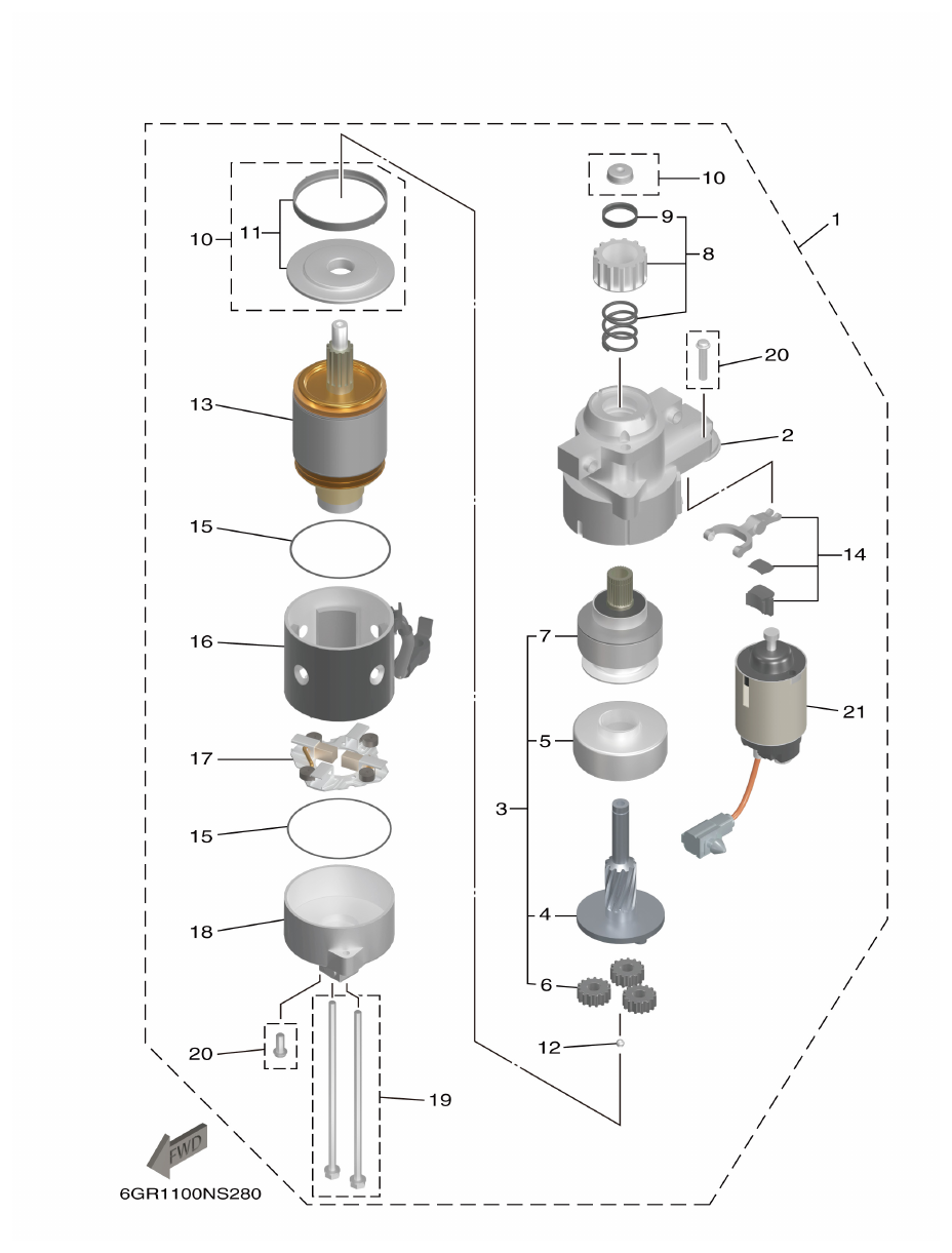 Yamaha XF425NSA2, XF425NSA7 STARTING MOTOR parts diagram